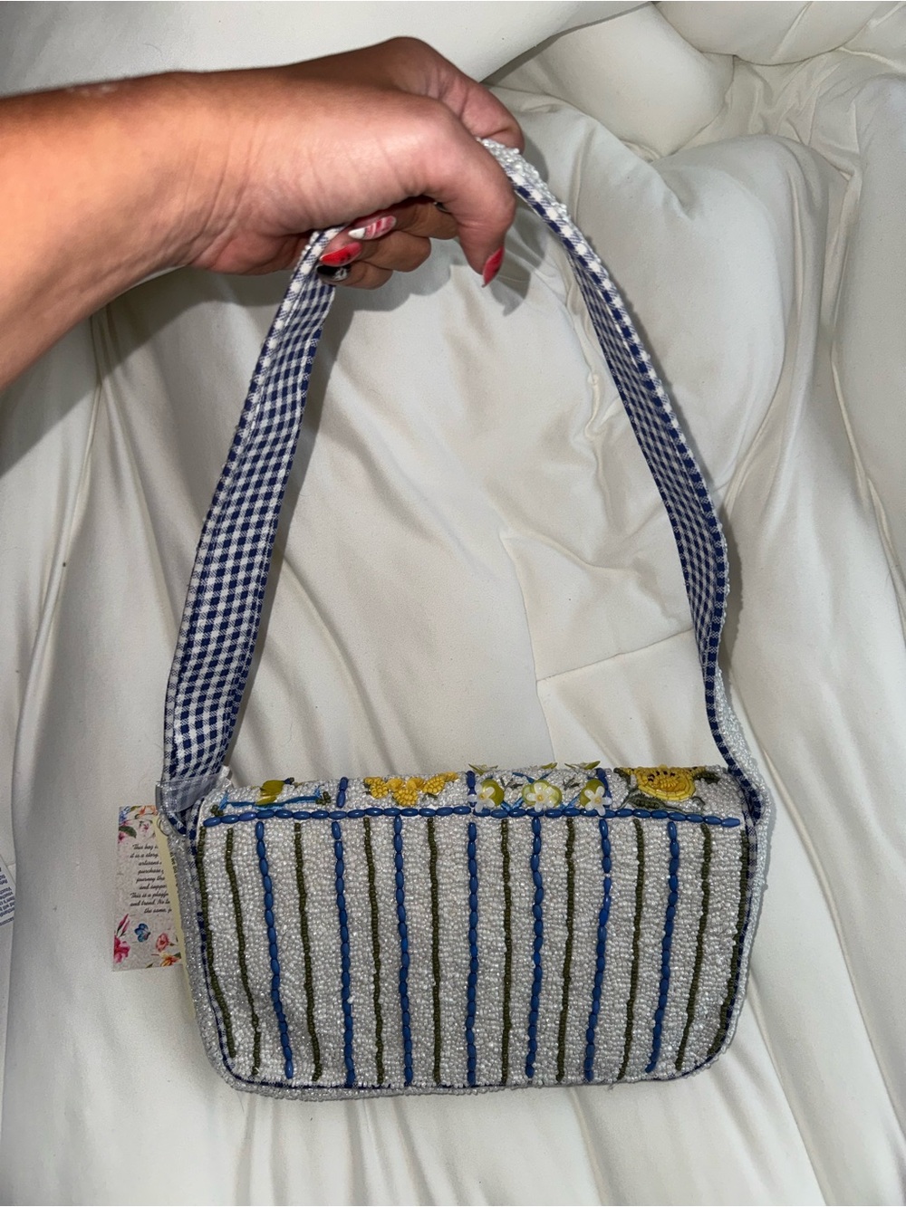 Lemon and Flower Beaded Shoulder Bag Handmade in India New with Tags - Picture 9 of 14